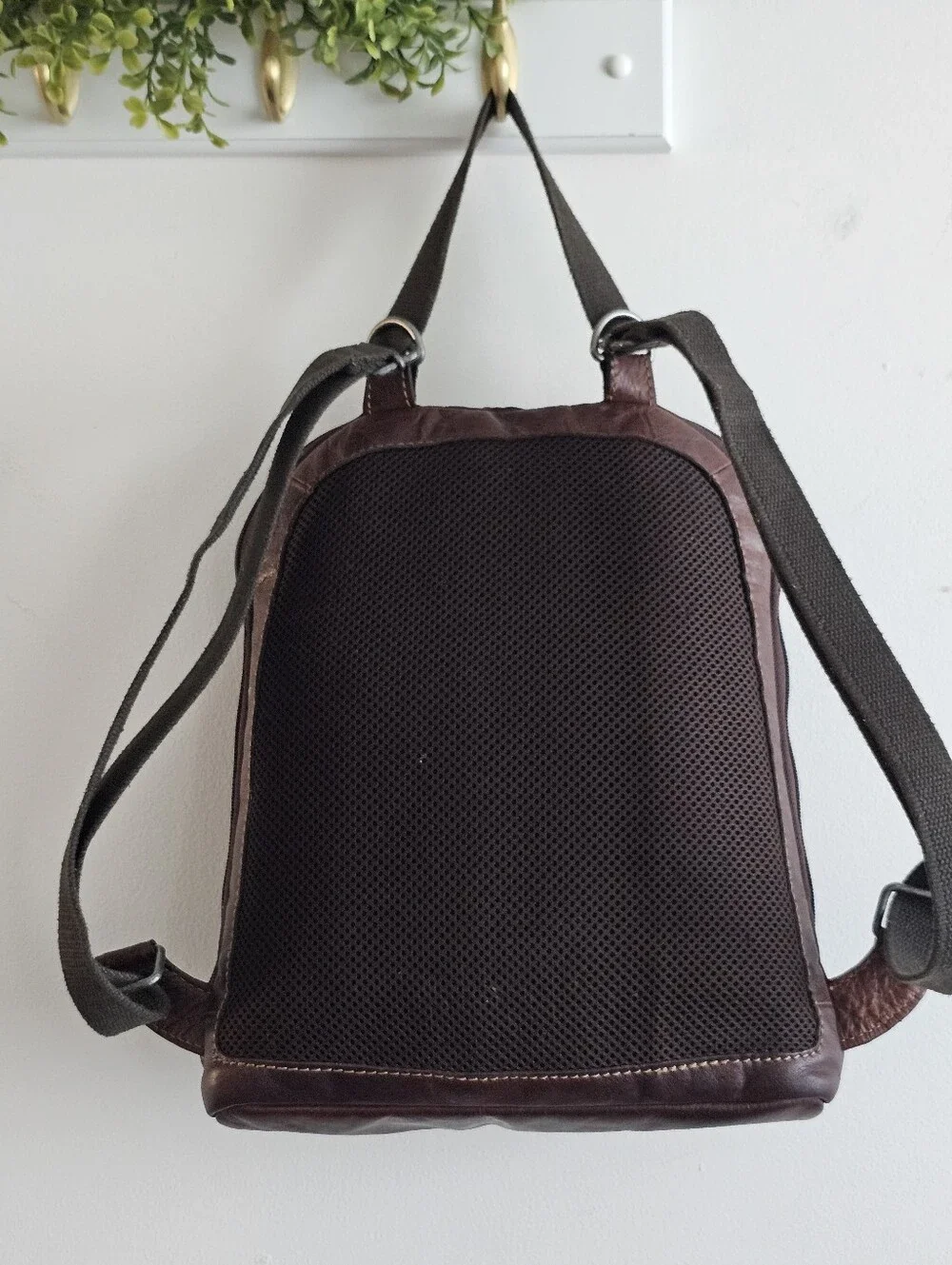 Jack Georges Voyager Convertible Backpack Brown Buffalo Leather Floral Embossed